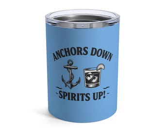 Nautical Anchors Down Spirits Up Tumbler 10oz Insulated Drink Mug Light Blue