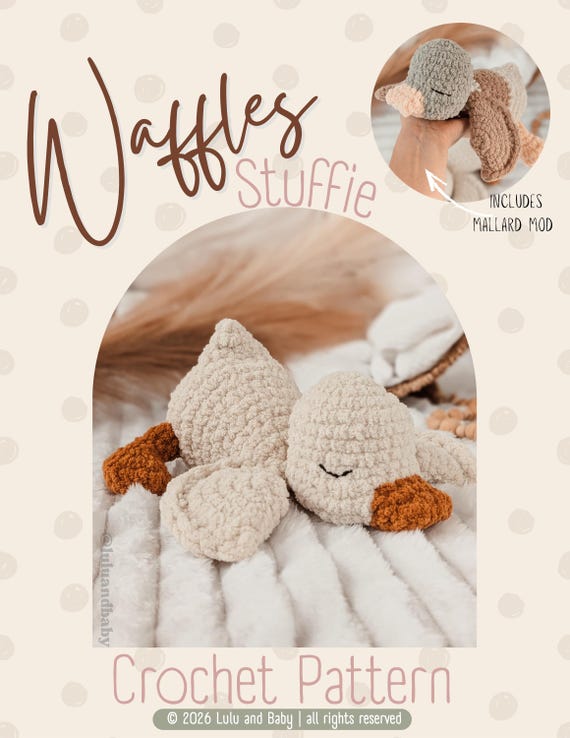 Waffles Stuffie Pattern | crochet duck Stuffie | belly duck plush pattern | duck lovey pattern | mallard duck crochet pattern | Cute duck