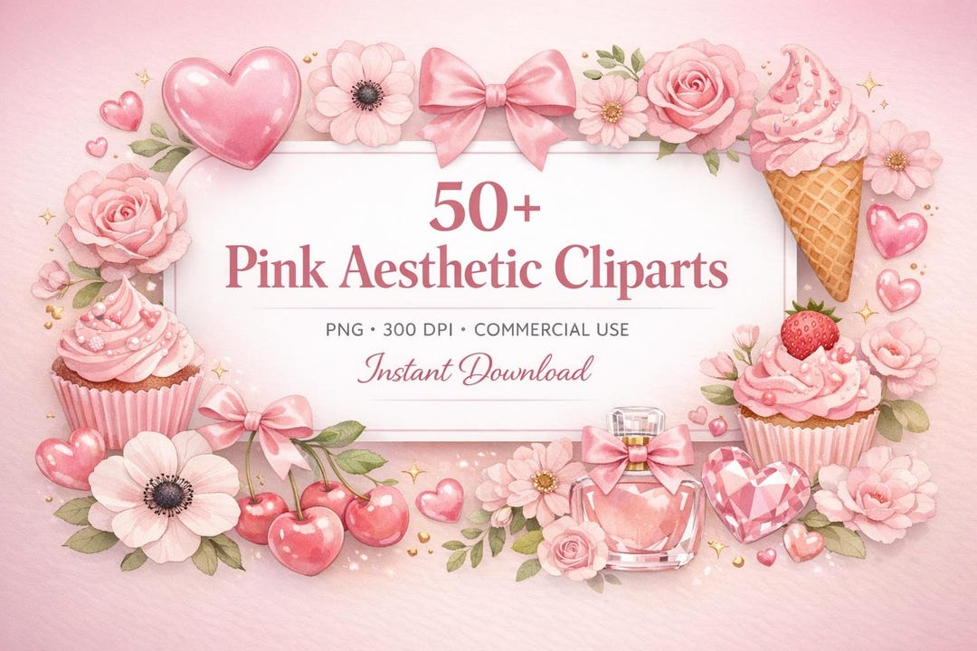 pink-watercolor-clipart-bundle-commercial-use-png-digital-download-etsy