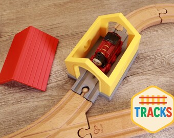 Colourful Engine Shed for Wooden Tracks