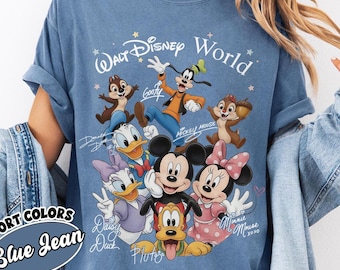 Maglietta vintage di Topolino a Disneyworld, magliette retrò di Topolino e amici dai colori comodi, maglietta di Walt Disneyworld, maglietta per le vacanze Disney 2026