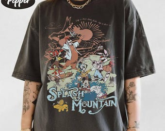 Maglietta vintage di Splash Mountain, maglietta con tema attrazioni Disney, Topolino e amici in stile retrò, regalo classico per Disney World, Magic Kingdom, maglietta per viaggio a Disneyland