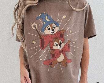 Vintage Disney Chip N Dale Kostüm Mickey Sorcerer Comfort Color Shirt, Disney Trip Shirt, Disneyland Familie Passendes Shirt, Disney 2026 Tee
