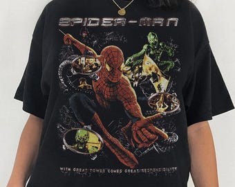 Maglietta omaggio retrò anni '90 a Spider Man, maglietta grafica da fan di Spider-Man, maglietta retrò con fumetti di Spiderman, felpa con cappuccio Marvel Avengers Spiderman