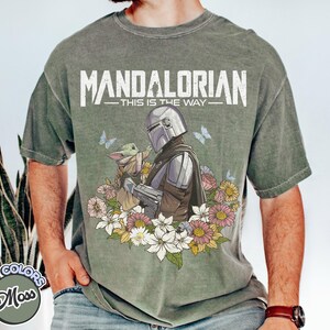 Mandalorian Grogu-tröja, Bab Yoda Comfort Colors-tröja, Star Wars This Is The Way-tröja, Disneyland-familjeresa-tröja, fars dag-present-tröja bild 2
