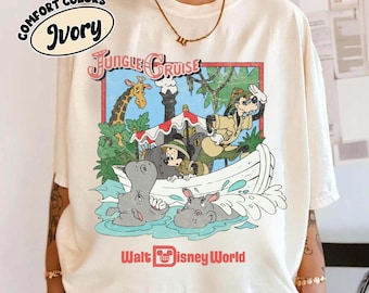 Crociera nella giungla vintage di Topolino e i suoi amici Png, giro sul retro dell'acqua Png, maglietta Walt Disney Magic Kingdom, Disneyland Png, file Digitla