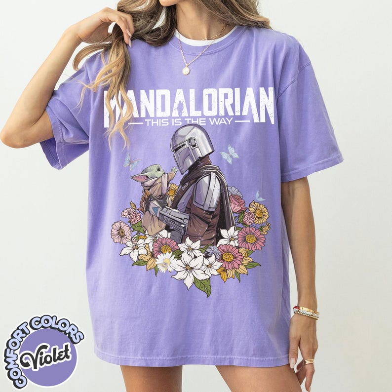 Mandalorian Grogu-tröja, Bab Yoda Comfort Colors-tröja, Star Wars This Is The Way-tröja, Disneyland-familjeresa-tröja, fars dag-present-tröja bild 10