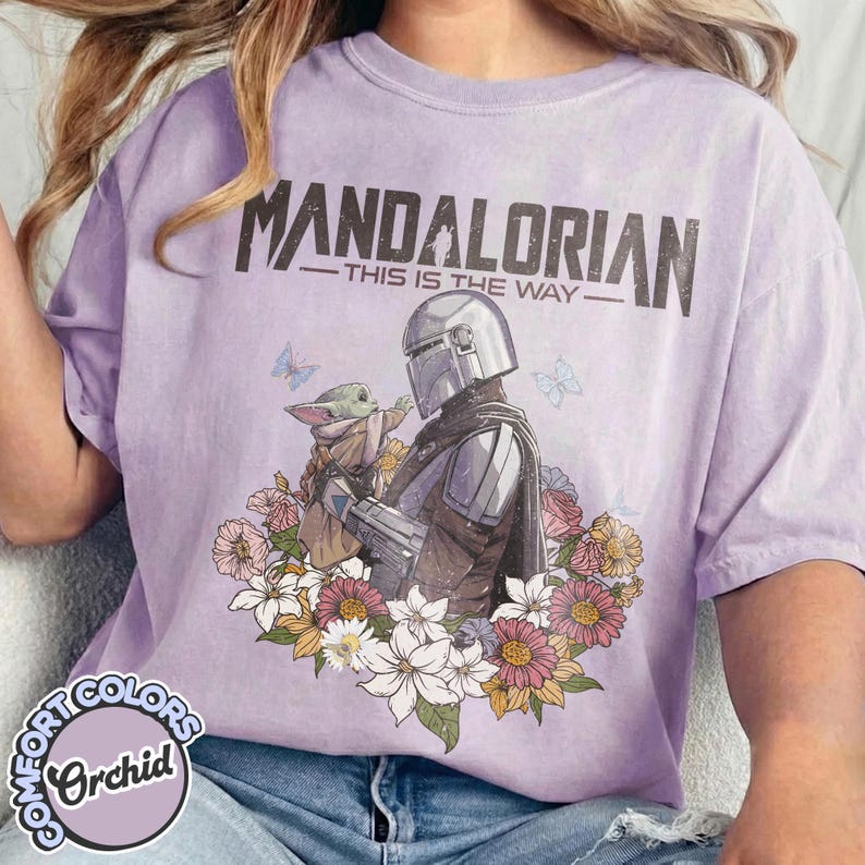 Mandalorian Grogu-tröja, Bab Yoda Comfort Colors-tröja, Star Wars This Is The Way-tröja, Disneyland-familjeresa-tröja, fars dag-present-tröja bild 11