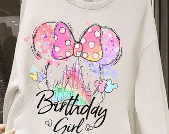 Acquerello Topolino e Minnie Orecchie Castello Disney Compleanno Png, Viaggio di compleanno in famiglia a Disneyland Png, Ragazza del compleanno Png, Ragazzo del compleanno Png