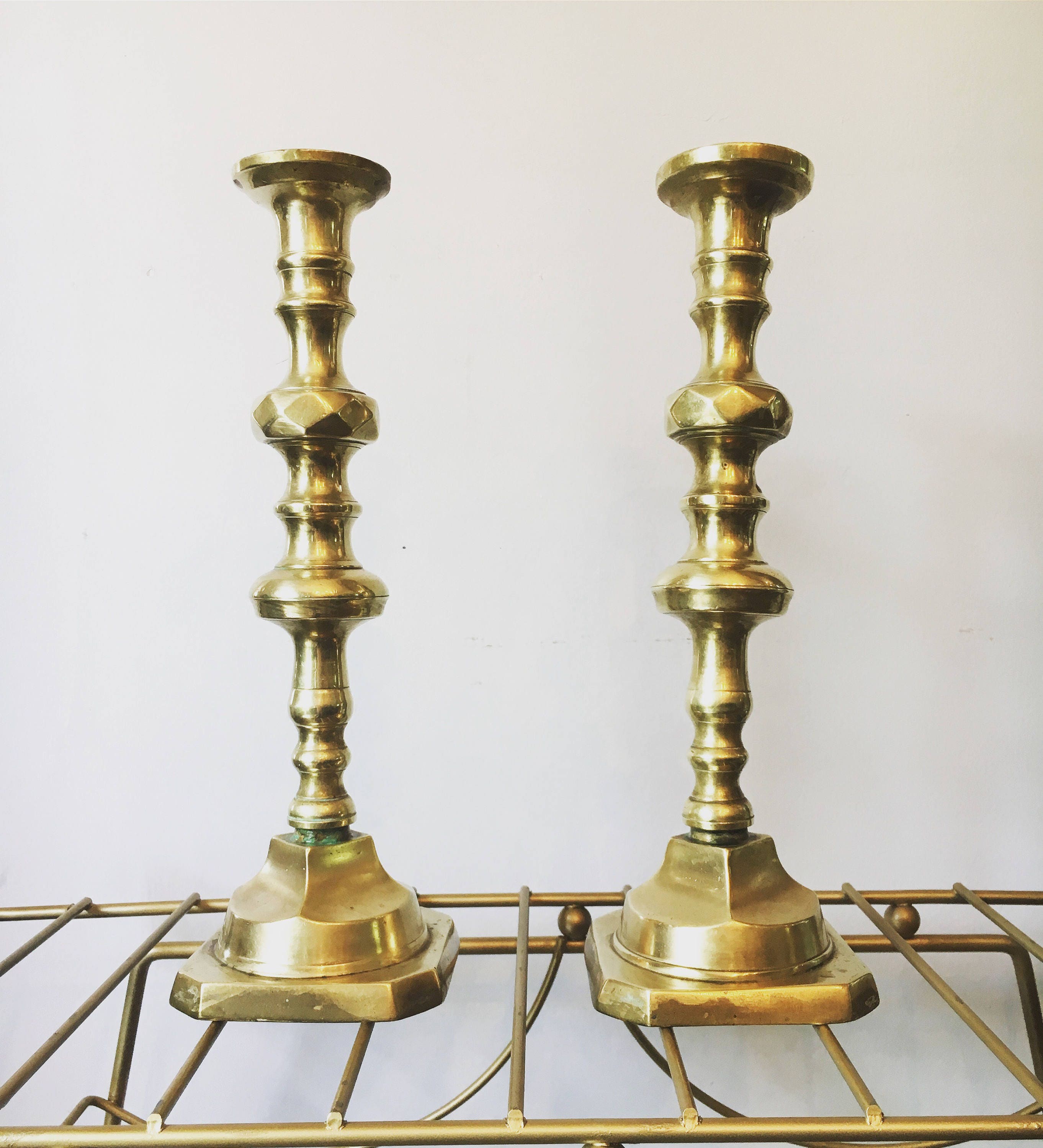Vintage Brass Tall Candlestick Holders Gold Candlestick Etsy