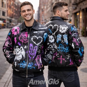 Graffiti Leather Jacket Mens - Etsy