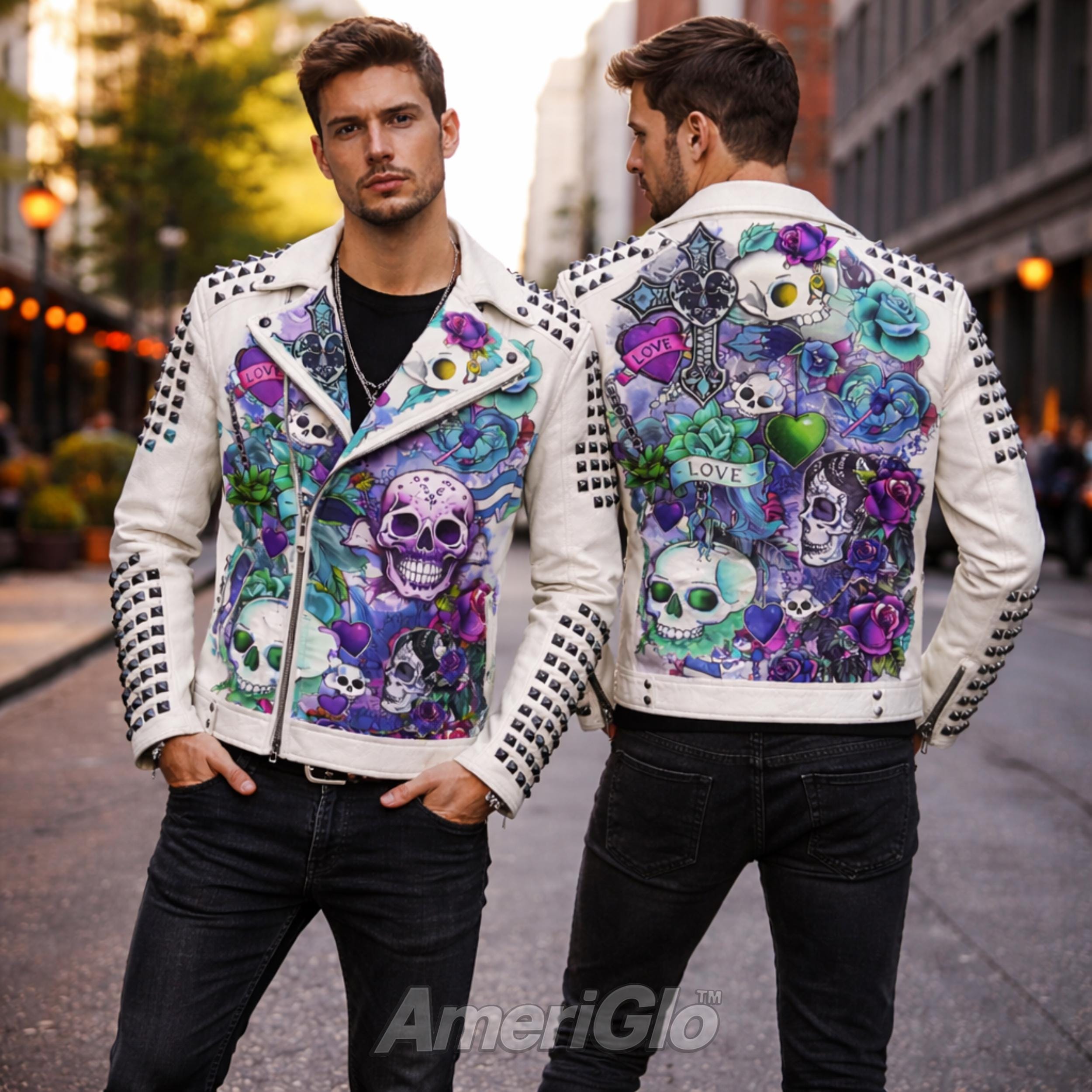 Painted Punk Leather Jacket - Etsy