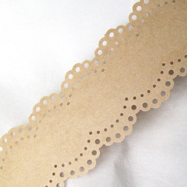 Lace Tape Kraft paper scallop edge - 1 & 1/4 inch wide water activated tape - 10 yards