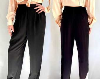 Black 80's High Waist Trousers size 8 Medium
