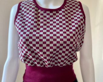 1970's Sleeveless Checked Top XS/S