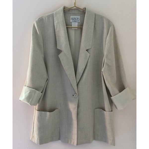 1980's Oversized Linen Look Blazer Fits most