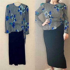 Beautiful 80&#39;s Dress with Velvet Skirt Small from Italy
