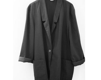 1980's Oversized Black Boyfriend Blazer PLUS SIZE