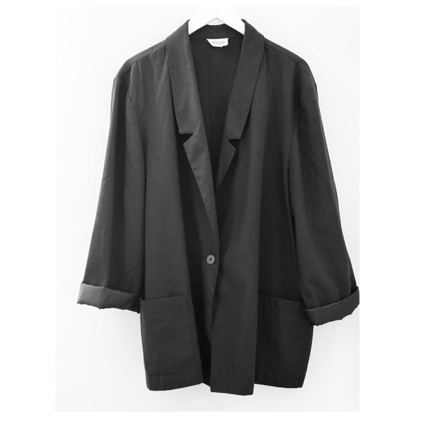 1980's Oversized Black Boyfriend Blazer PLUS SIZE