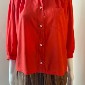 Oversized Red Blouse fits S L 1980's image 3