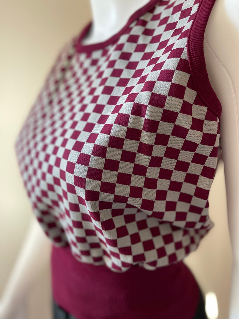 1970's Sleeveless Checked Top XS/S image 2