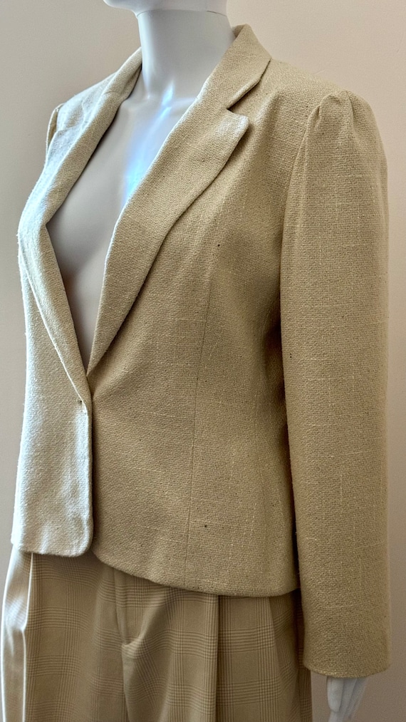 Spring Summer Cropped Linen Blend Blazer Medium