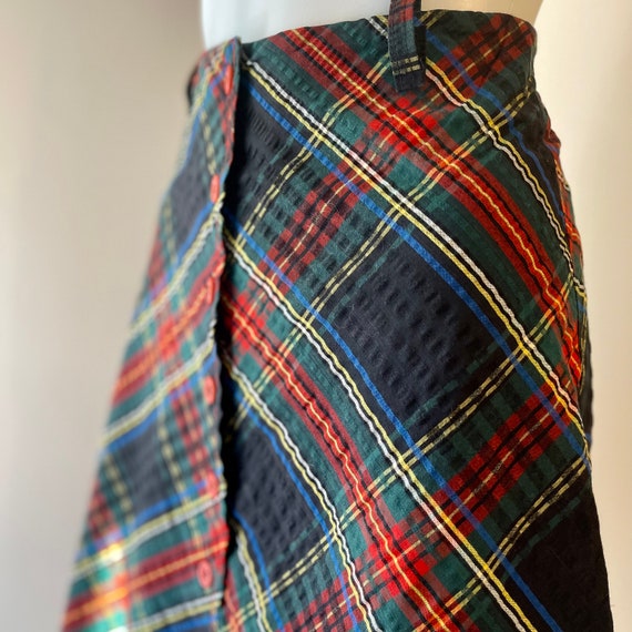1970's Tartan Plaid Seersucker Skirt Free Shipping - image 4