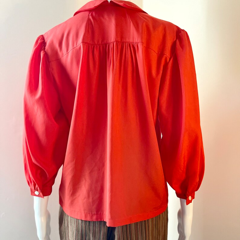 Oversized Red Blouse fits S L 1980's image 4