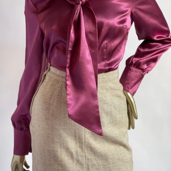 Gorgeous 1970's Herringbone Wool Pencil Skirt Tan… - image 3