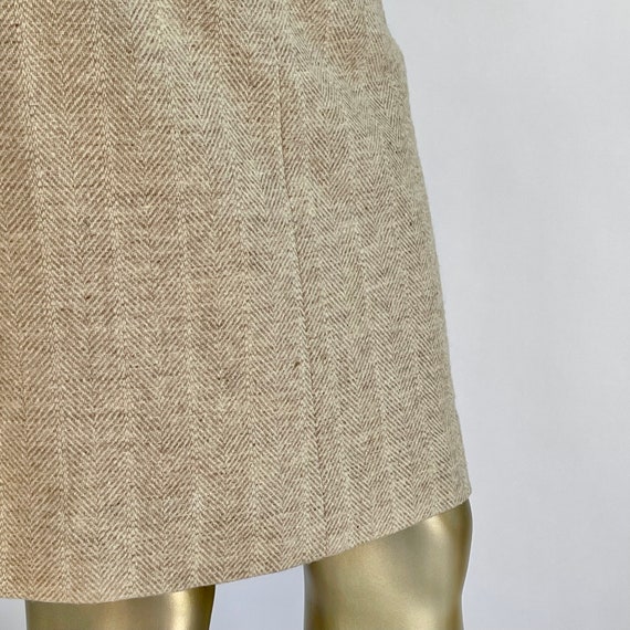 Gorgeous 1970's Herringbone Wool Pencil Skirt Tan… - image 4