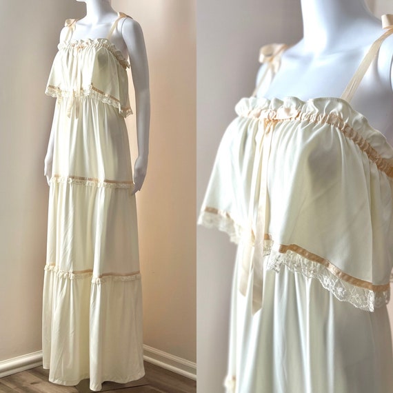 1970's  Boho Prairie Style Dress Ruffled Vicky Va… - image 1