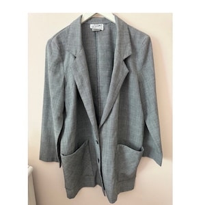 1980&#39;s Oversized Plaid Blazer Fits M - XL Black and White