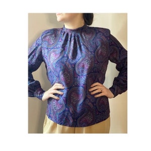 Purple Paisley Blouse 1980's Pendleton M/L
