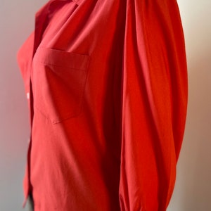 Oversized Red Blouse fits S L 1980's image 7