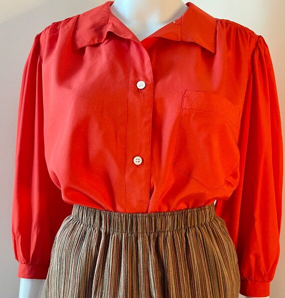 Oversized Red Blouse fits S - L 1980's