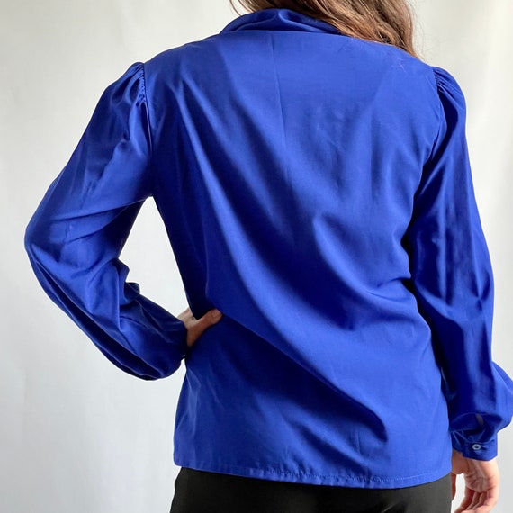 Royal Blue Blouse fits S - M 1980's - image 6