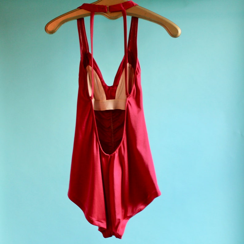 Retro Red One Piece Bathing Suit fit M/L 1960's image 3