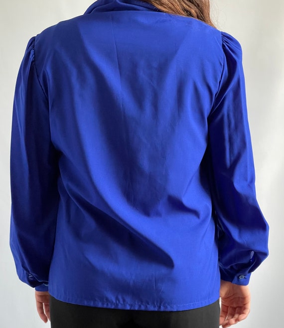 Royal Blue Blouse fits S - M 1980's - image 5