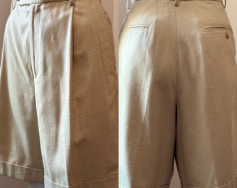 1990's Beige Plaid Cotton Shorts High Rise Polo Sport