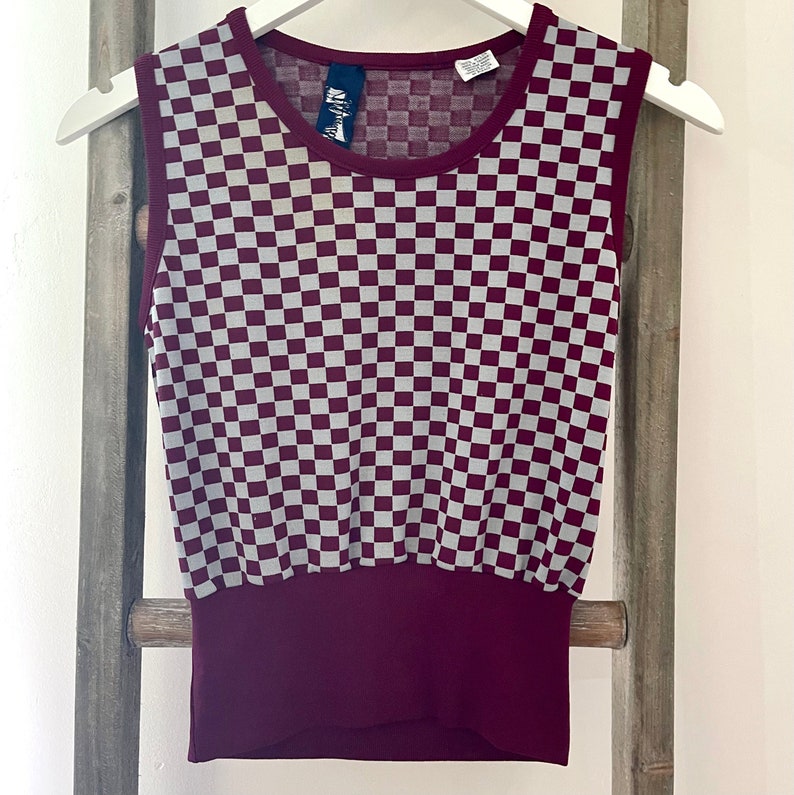 1970's Sleeveless Checked Top XS/S image 4