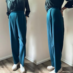 Teal 80&#39;s Super High Waist Cotton Blend Trousers Pendleton L/XL