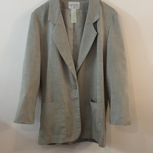 1980&#39;s Oversized Linen Look Blazer Greige One size fits most