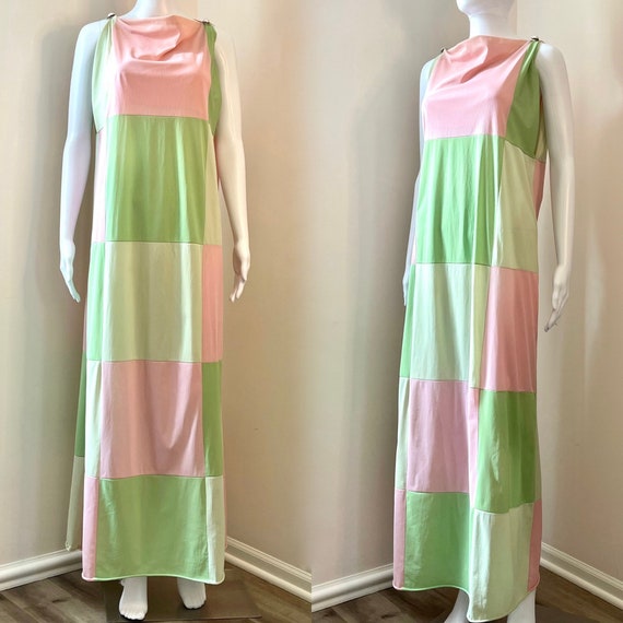 Nightgown Colorblock Retro 1970’s Pink and Green