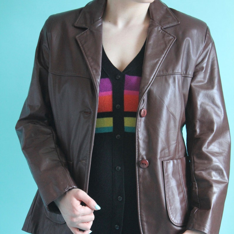 Leather Blazer 1970/'s Vintage Medium