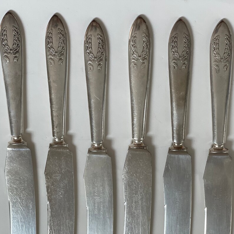 Antique Silver Plate Knives Set of Six Rockford Silver Plate Etsy