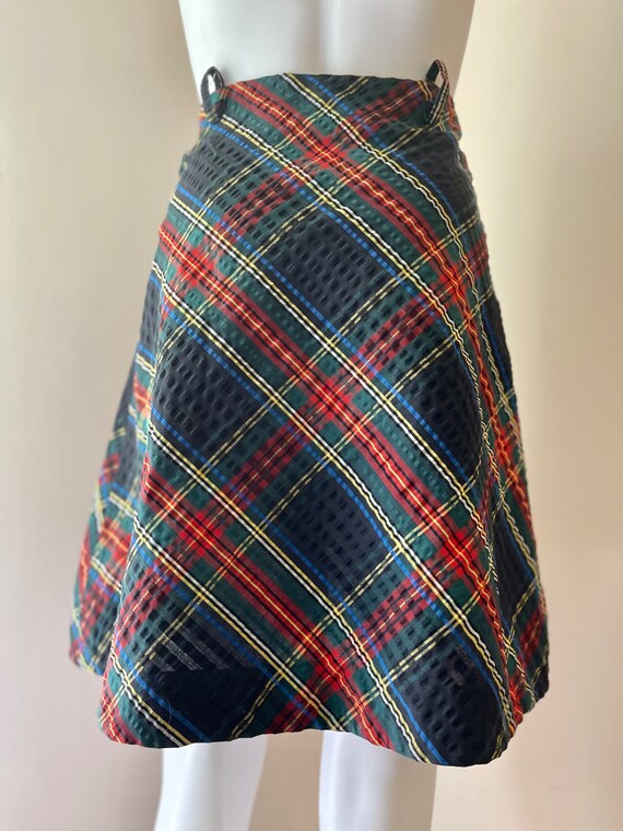 1970's Tartan Plaid Seersucker Skirt Free Shipping - image 5