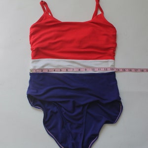 Red White and Blue One Piece Bathing Suit 1980's image 7