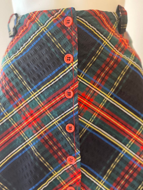 1970's Tartan Plaid Seersucker Skirt Free Shipping - image 2