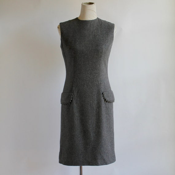 1960's Sleeveless Wool Dress Medium Anne Fogarty B