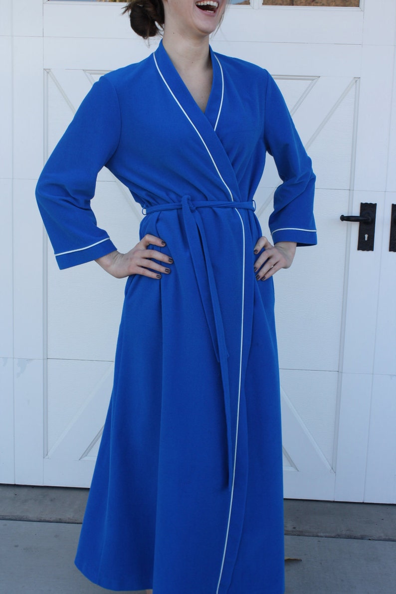 Women's Velour Robe in Peacock Blue by Vanity Fair Medium Etsy